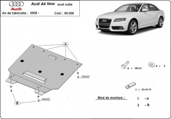 Cache de protection de la boîte de vitesse Audi A4 4  B8