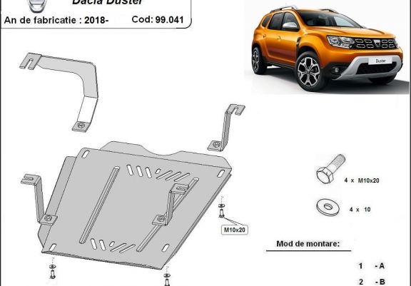 Cache de protection de réservoir Dacia Duster