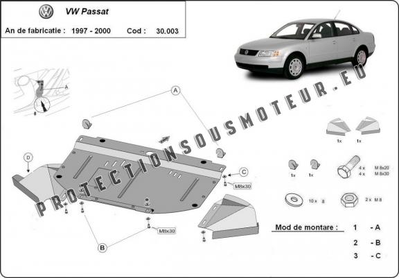 Cache sous moteur et de la radiateur VW Passat B5 1.6, 1.8 , 1.9 TDI