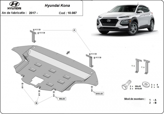 Cache sous moteur et de la boîte de vitesse Hyundai Kona