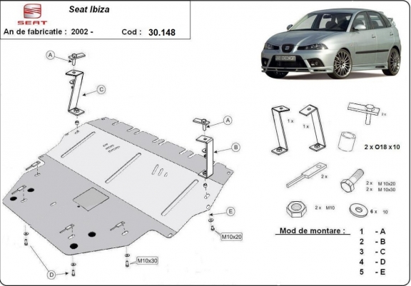 Cache sous moteur et de la boîte de vitesse Seat Ibiza Diesel