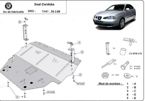 Cache sous moteur et de la boîte de vitesse Seat Cordoba Diesel