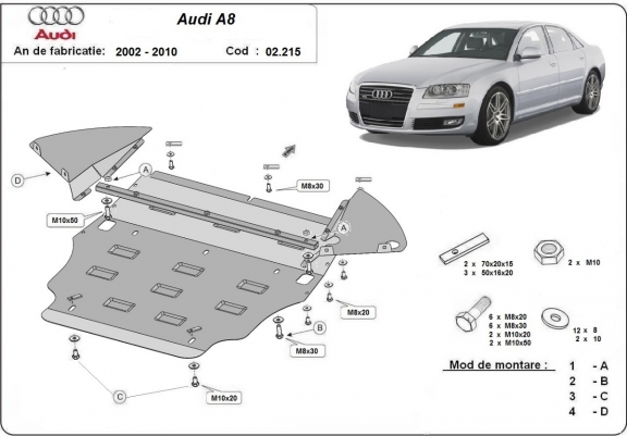 Cache sous moteur et de la boîte de vitesse Audi A8