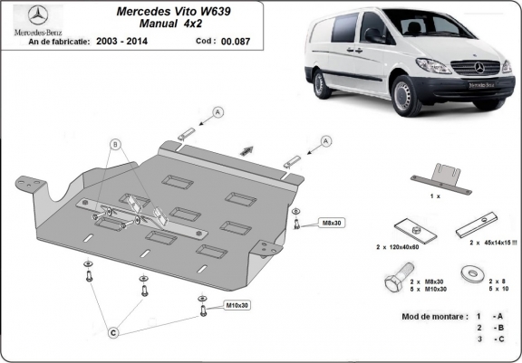 Cache de protection de la boîte de vitesse Mercedes Vito W639 - 2.2 D 4x2