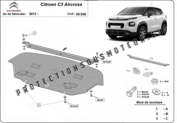 Cache sous moteur et de la boîte de vitesse Citroen C3 Aircross