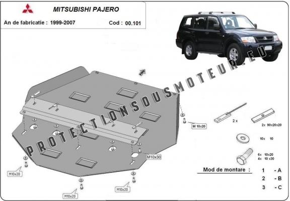 Cache de protection de la boîte de vitesse Mitsubishi Pajero 3 (V60, V70) Vers. 2.0