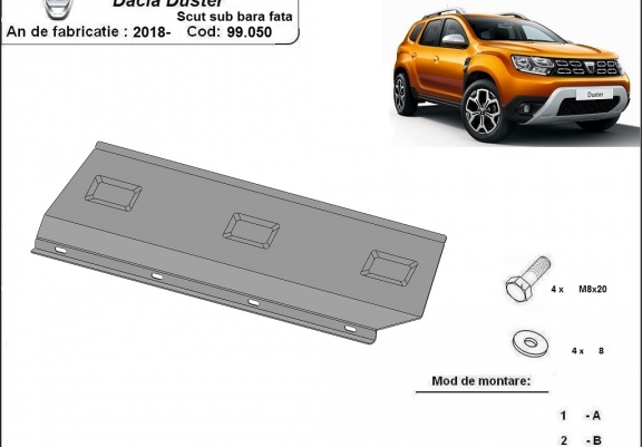 Cache de protection de pare-choc avant Dacia Duster