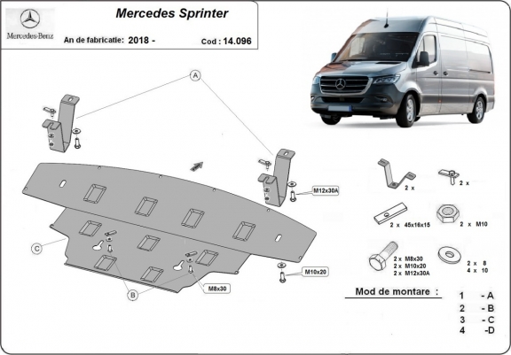 Cache sous moteur et de la radiateur Mercedes Sprinter - Propulsion