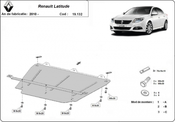 Cache sous moteur et de la boîte de vitesse  Renault Latitude