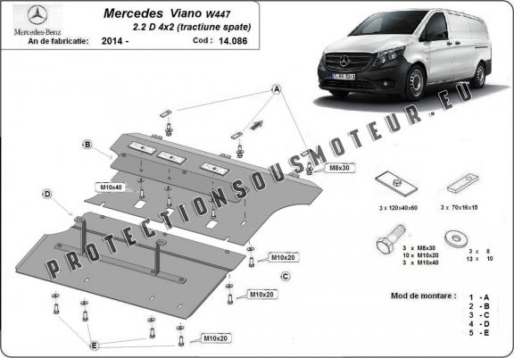 Cache sous moteur et de la boîte de vitesse Mercedes Viano W447 2.2 D, 4x2 