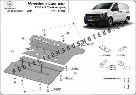 Cache sous moteur et de la boîte de vitesse Mercedes V-Class W447 2.2 D, 4x2 