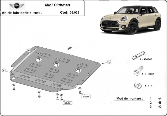 Cache sous moteur et de la boîte de vitesse Mini Clubman
