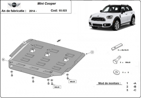 Cache sous moteur et de la boîte de vitesse Mini Cooper F55/56