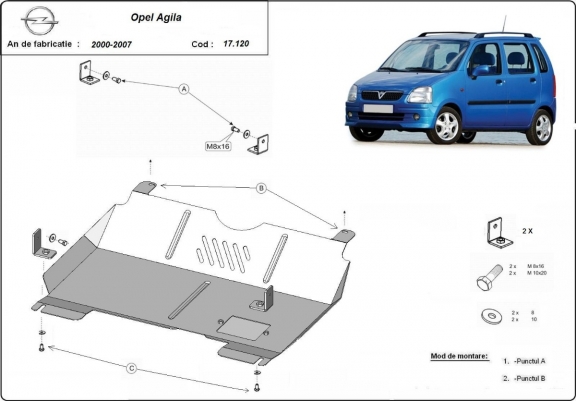 Cache sous moteur et de la boîte de vitesse Opel Agila (H00)