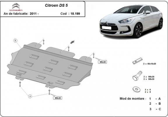 Cache sous moteur et de la boîte de vitesse Citroen DS5