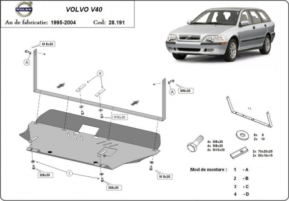 Cache sous moteur et de la boîte de vitesse Volvo V40