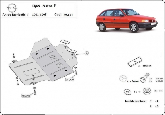 Cache sous moteur et de la boîte de vitesse Opel Astra F