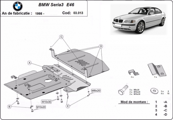 Cache Sous Moteur BMW Seria 3 E46 - essence