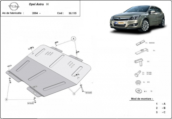 Cache sous moteur et de la boîte de vitesse Opel Astra H