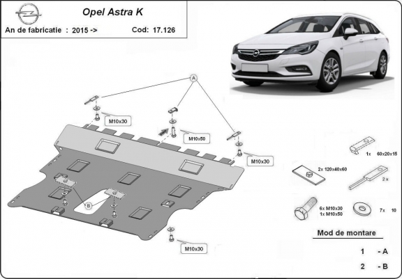 Cache sous moteur et de la boîte de vitesse Opel Astra K