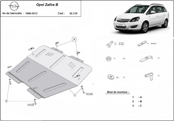 Cache sous moteur et de la boîte de vitesse Opel Zafira B