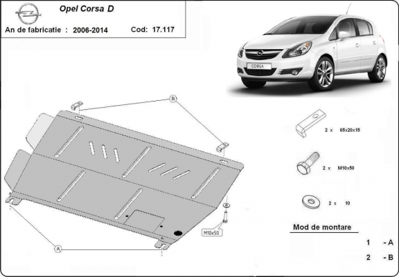 Cache sous moteur et de la boîte de vitesse Opel Corsa D