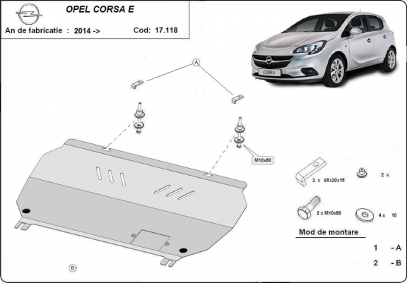 Cache sous moteur et de la boîte de vitesse Opel Corsa E