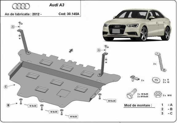 Cache sous moteur et de la boîte de vitesse Audi A3 (8V) - Boîte de vitesse automatique
