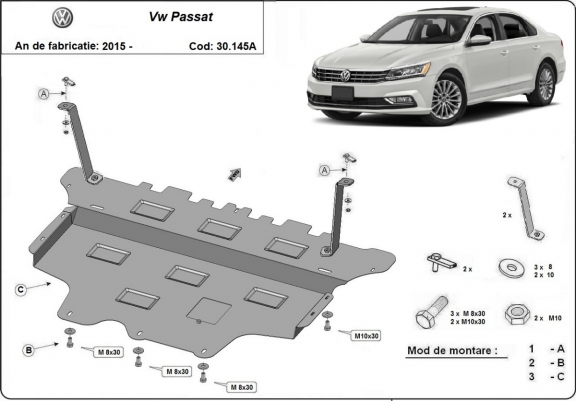 Cache sous moteur et de la boîte de vitesse VW Passat B8 - Boîte de vitesse automatique
