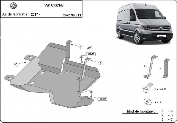Cache de protection réservoir AdBlue Volkswagen Crafter / 18 L