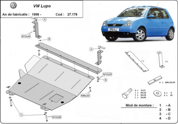 Cache sous moteur et de la boîte de vitesse VW Lupo