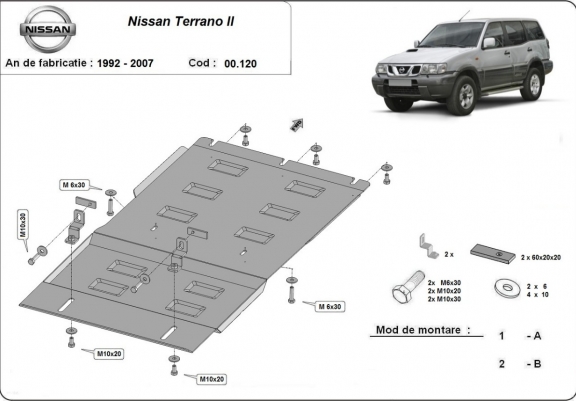 Cache de protection de la boîte de vitesse Nissan Terrano II 