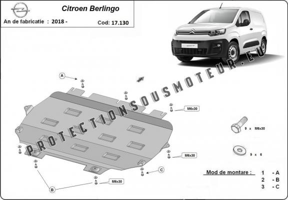 Cache sous moteur et de la boîte de vitesse Citroen Berlingo