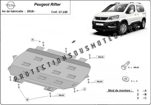 Cache sous moteur et de la boîte de vitesse Peugeot Rifter / Partner