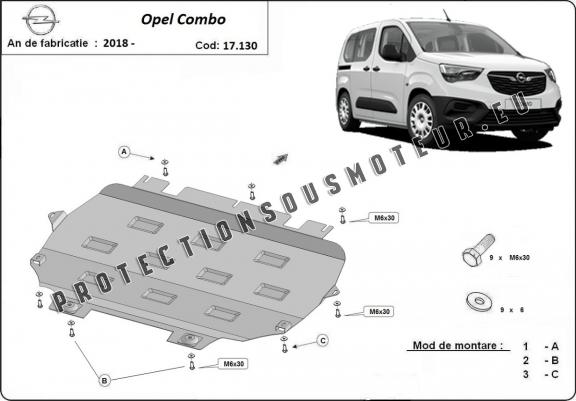 Cache sous moteur et de la boîte de vitesse Opel Combo E 