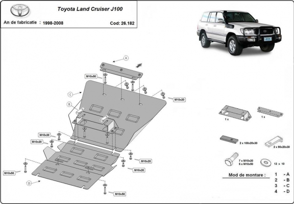 Cache sous moteur et de la radiateur Toyota Land Cruiser J100