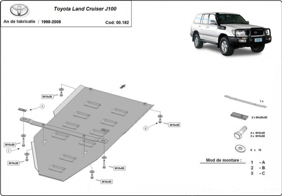 Cache de protection de la boîte de vitesse Toyota Land Cruiser J100