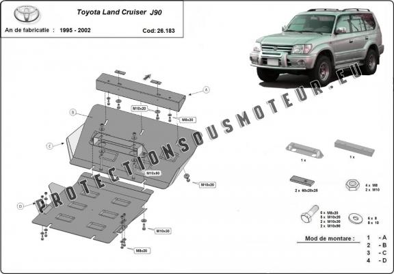 Cache sous moteur et de la radiateur Toyota Land Cruiser J90