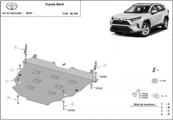 Cache sous moteur et de la boîte de vitesse Toyota Rav4