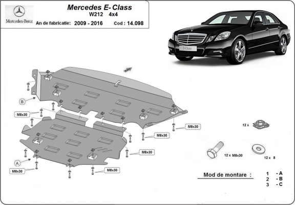 Cache sous moteur et de la radiateur Mercedes E-Classe W212 - 4x4