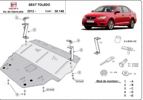 Cache sous moteur et de la boîte de vitesse Seat Toledo 4