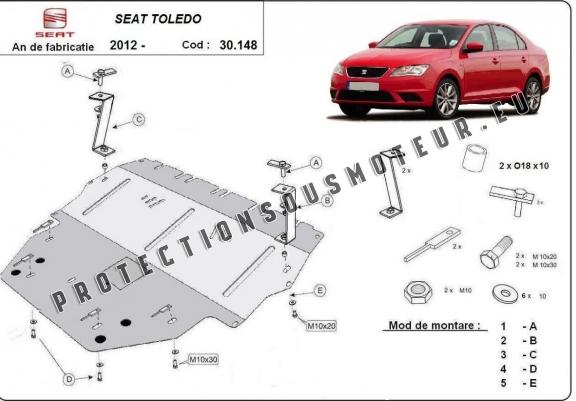 Cache sous moteur et de la boîte de vitesse Seat Toledo 4