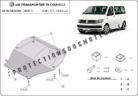 Cache sous moteur et de la boîte de vitesse Volkswagen Volkswagen Transporter T6 Caravelle - Aluminium