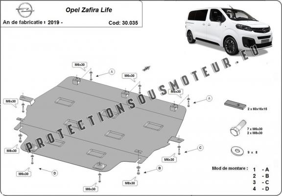 Cache sous moteur et de la boîte de vitesse Opel Zafira Life
