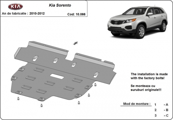 Cache sous moteur et de la boîte de vitesse Kia Sorento XM ( Fase I )
