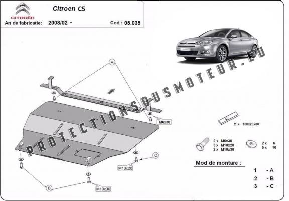 Cache sous moteur et de la boîte de vitesse citroen C5