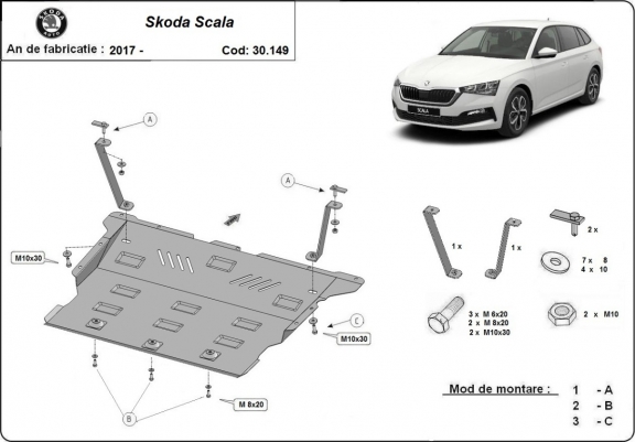 Cache sous moteur et de la boîte de vitesse Skoda Scala