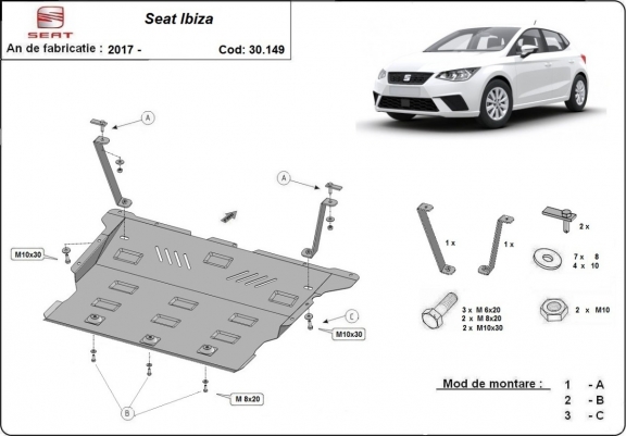 Cache sous moteur et de la boîte de vitesse Seat Ibiza