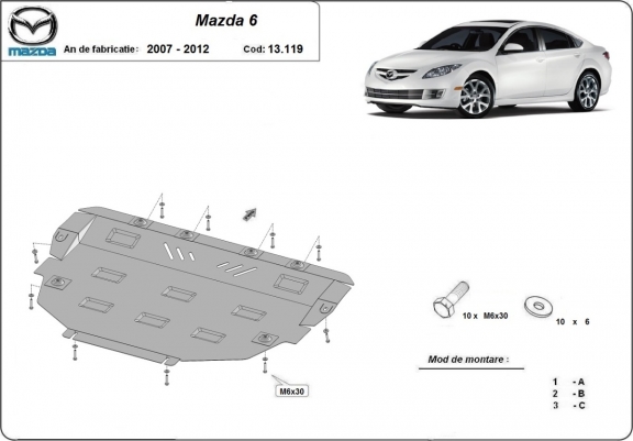 Cache sous moteur et de la boîte de vitesse Mazda 6