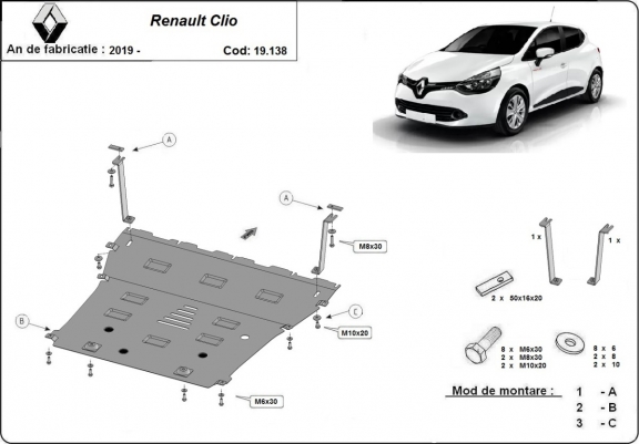 Cache sous moteur et de la boîte de vitesse Renault Clio 5